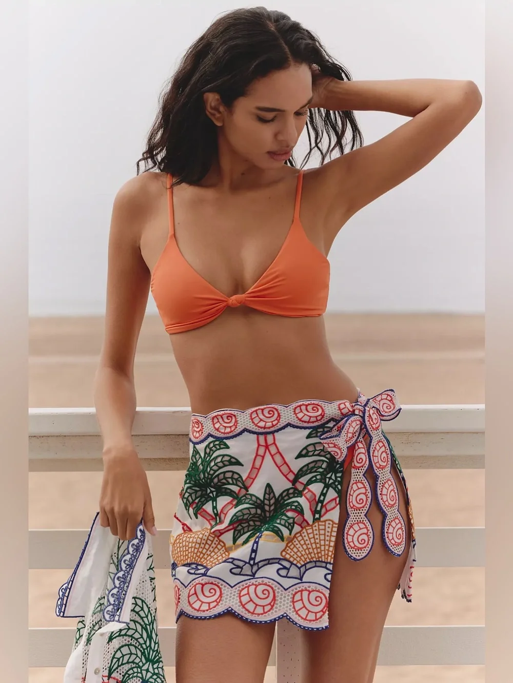 NWT Farm Rio Tropical Graphic Richelieu Mini Wrap Skirt Coverup Palm Trees